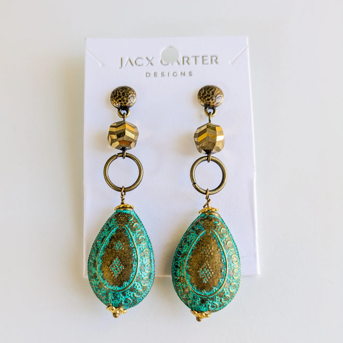 Patina Pear Dangle Earrings