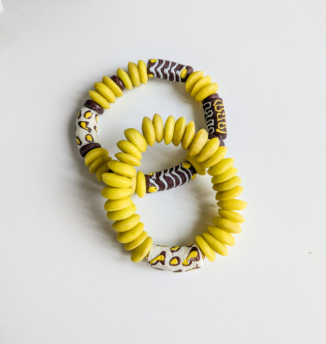 Ashanti Stretch Bracelets - Yellow