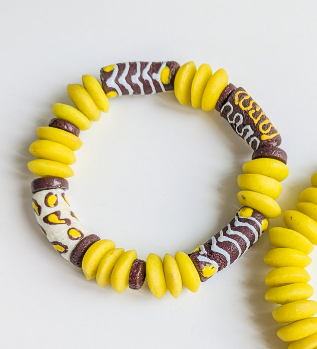 Ashanti Stretch Bracelets - Yellow