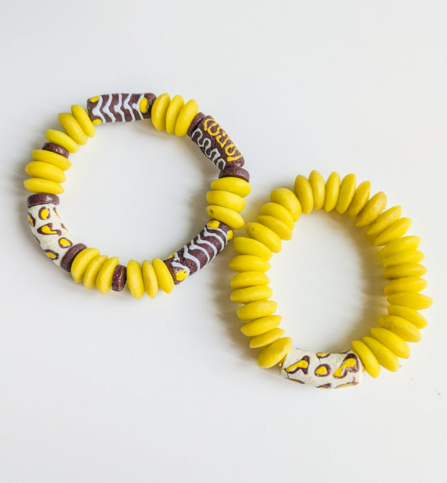 Ashanti Stretch Bracelets - Yellow