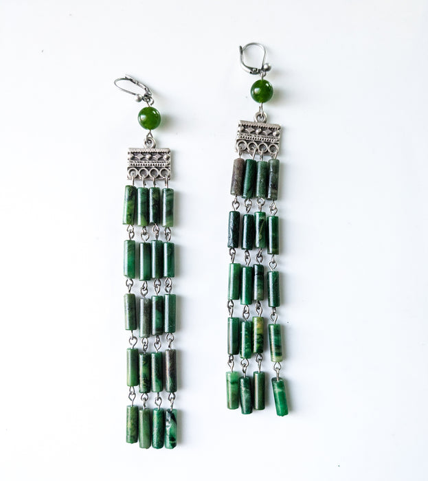 Gloria Sass Dangle Earrings - African Jade