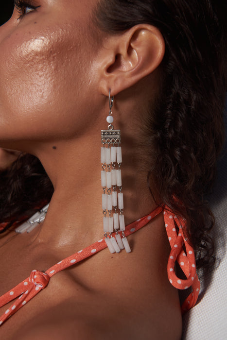 Gloria Sass Dangle Earrings - White Jasper